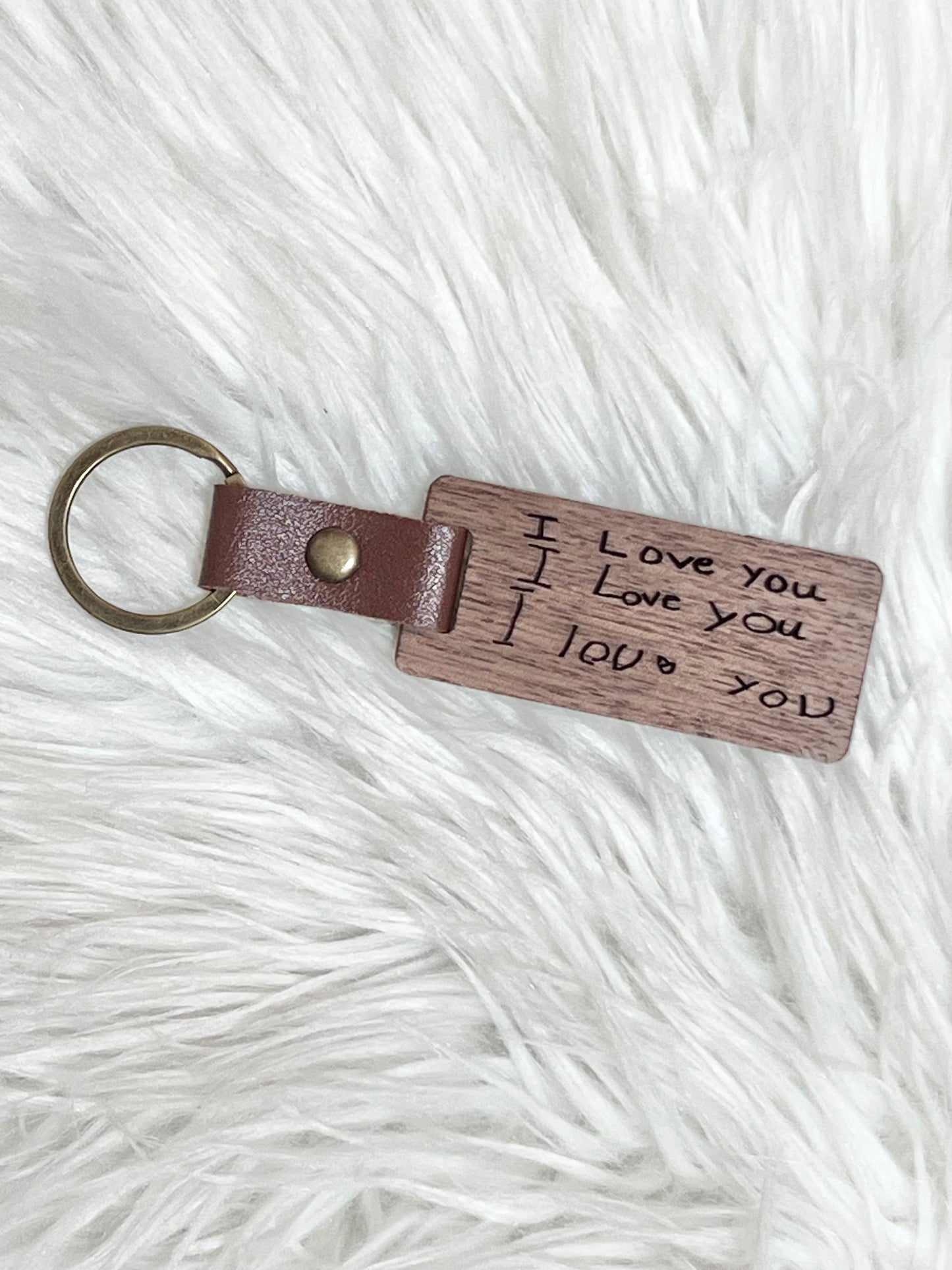 Handwritten Wooden Keychain