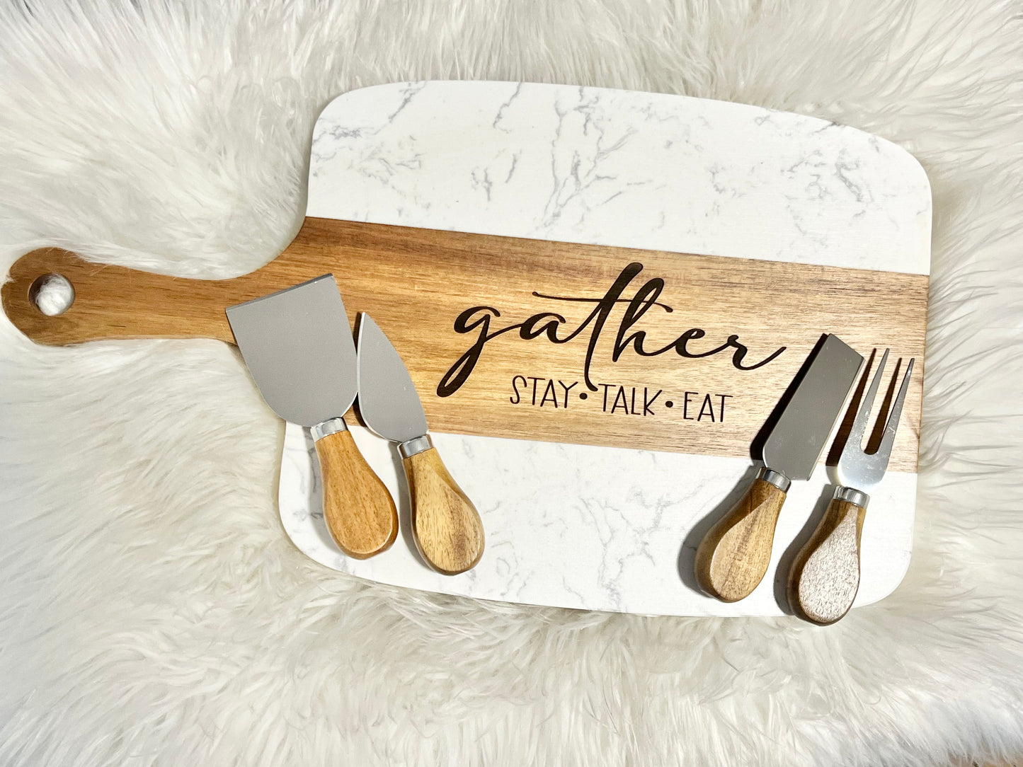 Marble Charcuterie Board with utensils included