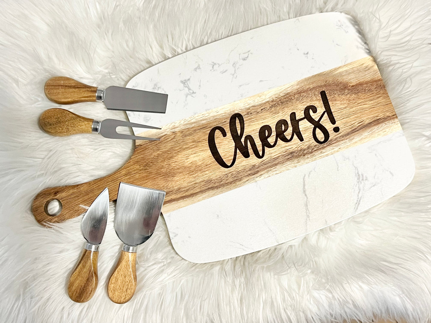 Marble Charcuterie Board with utensils included