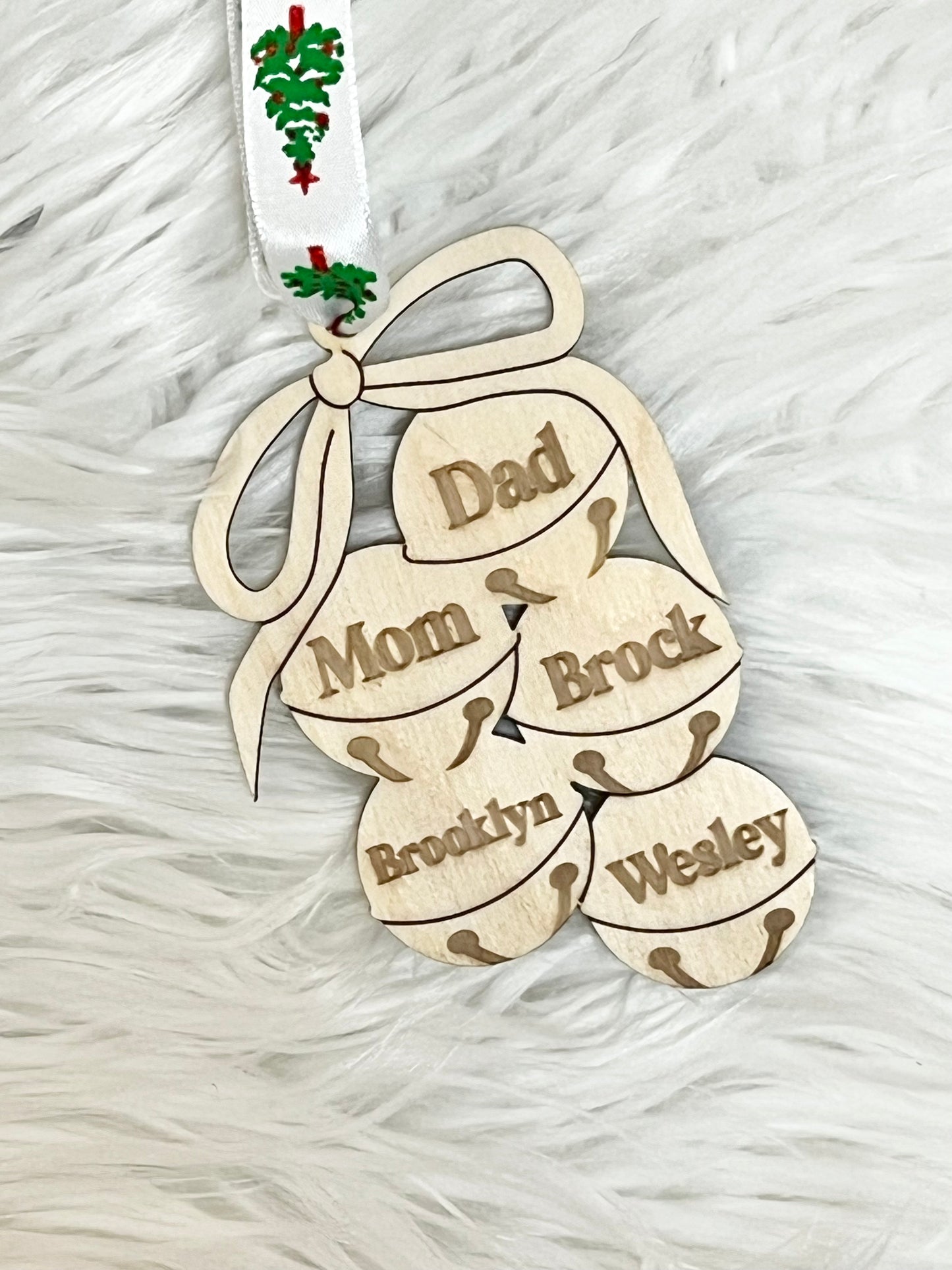 Family Christmas Bells Names Ornament