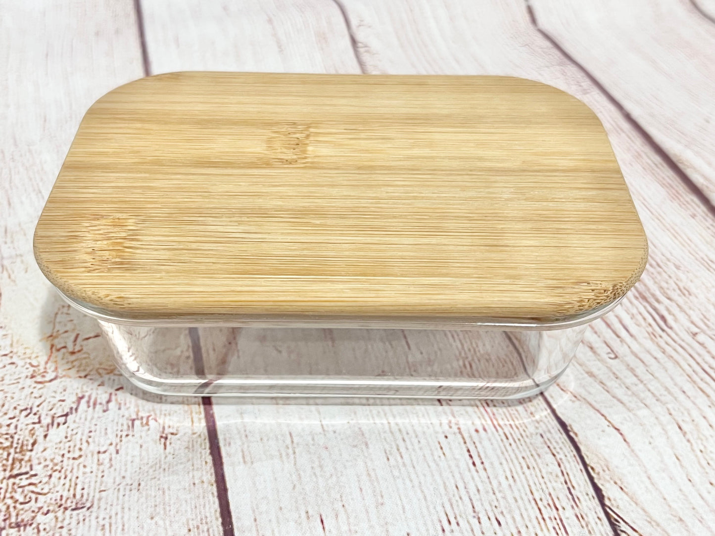Glass Dish with an Engraved Bamboo Lid Includes Custom Engraving