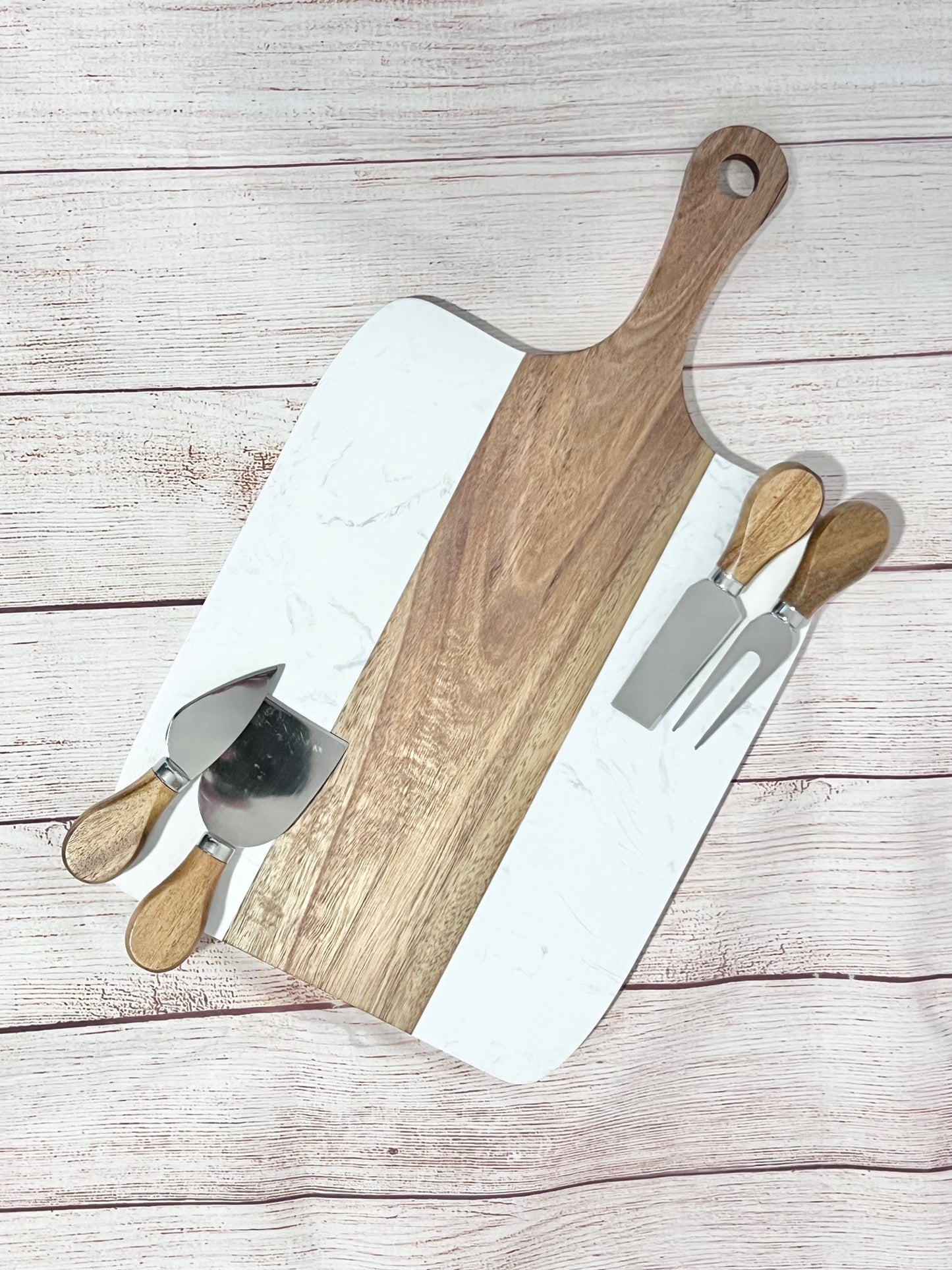 Marble Charcuterie Board with utensils included