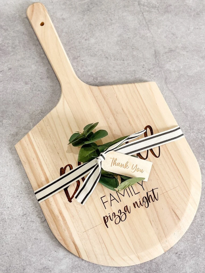 Wooden Pizza Peel Includes Custom Engraving (12x14 with 8" handle)
