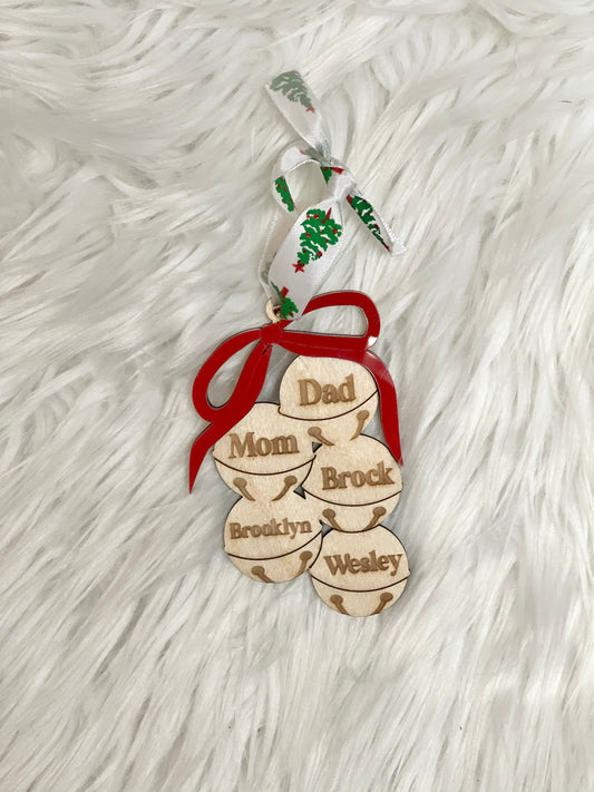 Family Christmas Bells Names Ornament