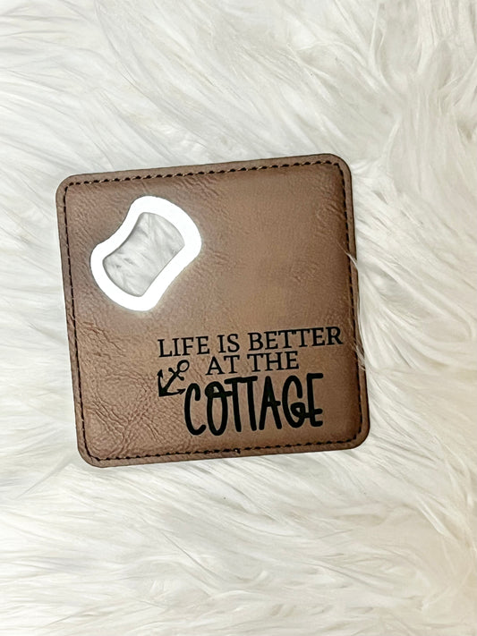Leather Bottle Opener + Coaster