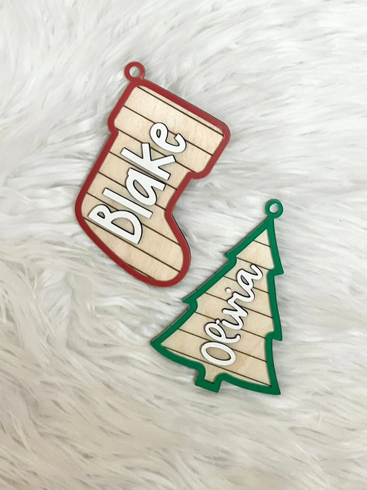 Christmas Stocking Tag or Ornament - Personalized